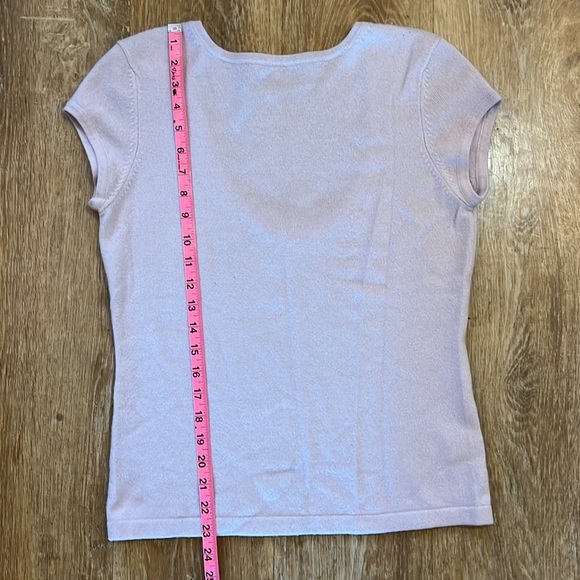 Michael Kors 100% Cashmere Short Sleeve Sweater Large L Lavender Violet EUC Top - Picture 7 of 14